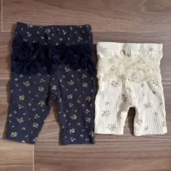 プティマイン　100センチ80センチ　花柄フリル付きベビースパッツ2点セット