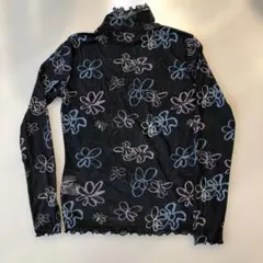 花柄シースルー トップス　ブラック　M