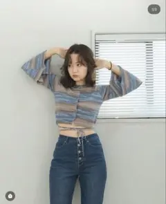 ⚠️値下げ中　TINA JOJUN クロップドボーダーカーディガン