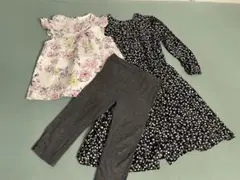 キッズ120サイズ 花柄レーヨンワンピース＆綿ブラウス＆レギンス