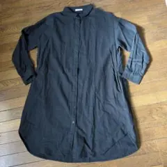 シネマクラブ　ネービーの綿起毛ロングシャツワンピースＳ