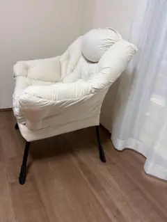 1人掛けソファ パーソナルチェア 北欧風 アイボリーホワイト