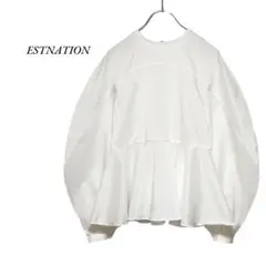 ESTNATION　タフタペプラムブラウス　白　エストネーションのサムネイル