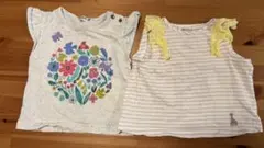 花柄とストライプのTシャツ2枚セット