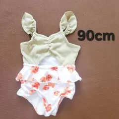 90cm フラワープリント ベビー水着