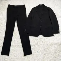 美品　ユニクロ　感動ジャケット　ウールライク　セットアップ　スーツS ブラック
