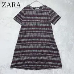 ZARA ザラ 総柄 M ミニワンピース チュニック 幾何学模様　レトロ　個性的