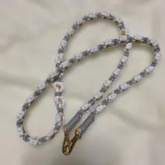 手作りスマホショルダーストラップ グレーオレンジ