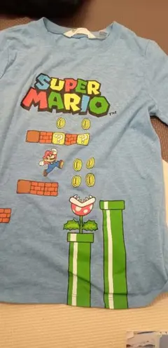 H＆M　スーパーマリオ Tシャツ 水色　８〜10ｙ