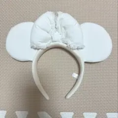 ディズニー カチューシャ ミニー デニム 白 ホワイト