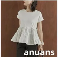 ánuans アニュアンス ボリュームティアードTシャツ ホワイトFサイズのサムネイル