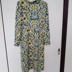 ZARA WOMAN ボタニカル柄 ロングワンピース 長袖