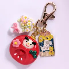 【ウォーリーストーン☆太眉よっしゃダルマ】ハンドメイド　樹脂粘土　縁起物　お守り