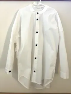 【未使用】ノーカラー 長袖ボタンシャツ 140cm