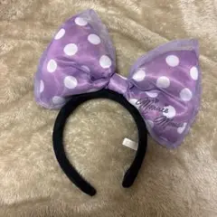 ミニーマウス風紫色水玉カチューシャ