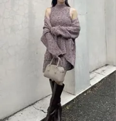 snidel ミニニットワンピース ニットジャケット ピンク