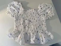 【美品】ZARA 花柄 パフスリーブ シャーリングチュニック