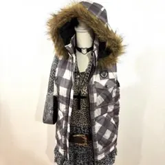 平成ギャル y2k　ファーダウンベスト　グランジ　ダウンベスト　 お兄系　ギャル