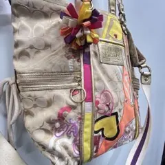 コーチ トートバッグ 腕掛け 斜め掛け ポピー キャンバス ベージュ系 ロゴ