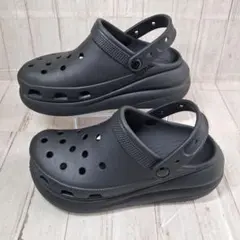 美品【24㎝】crocs クロックス 厚底 黒 ブラック　定番