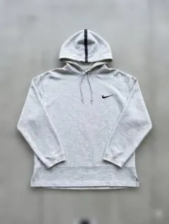 ナイキワンポイント刺繍ロゴ プルオーバーパーカーグレーバックプリントビッグサイズ