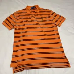 美品　Polo by Ralph Lauren オレンジ ストライプ ポロシャツ