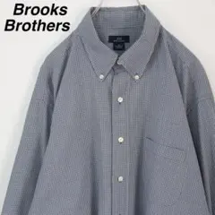 【XLサイズ】ブルックスブラザーズ BDシャツ チェック柄 ネイビー×白 青系
