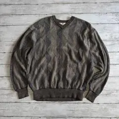 イタリア製 HARALD’S 幾何学柄 3D風 ニット セーター 52メンズ古着