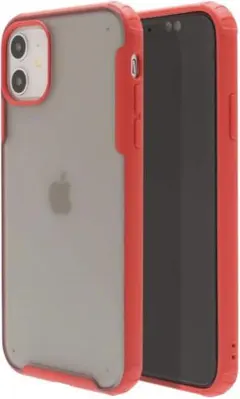 iPhone 11 クリアケース マットタイプ ツヤなし 透明 耐衝撃 赤