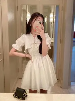 花柄刺繍フリルボレロ×フレアミニワンピースセットアップ