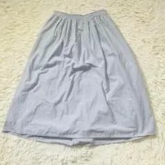 pink adobe ピンクアドべ ロングスカート ストライプ 白/水色【M】