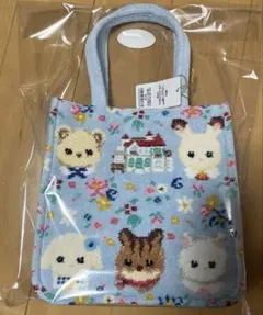 新品未使用 feiler プレイフルパピー 犬柄 ハンドバッグ トート グレー 