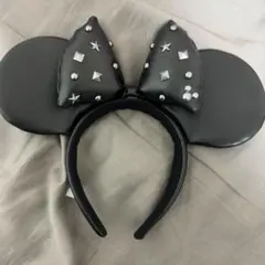ミニーマウスレザーカチューシャ ブラック