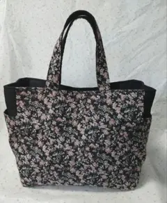 リバティ ムーンモス ヴィンテージブラック　サイドポケットバッグ　ハンドメイド