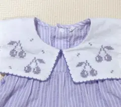 coto cotte ドットチェリー刺繍ストライプ柄ロンパース