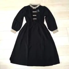 レディース ワンピース ロング Sサイズ ブラック チャイナボタン 裏地付き