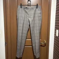 ブラウン系グレンチェック柄 スラックス XL