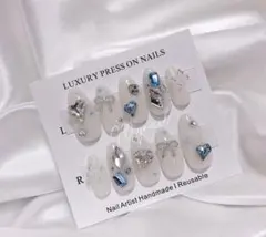 480ちゅるんネイルチップ 水色 韓国 ニュアンス ワンホン フレンチガーリー