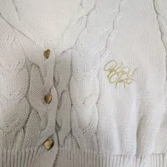 GRL アイボリー ケーブルニット カーディガン ハートボタン 刺繍入り