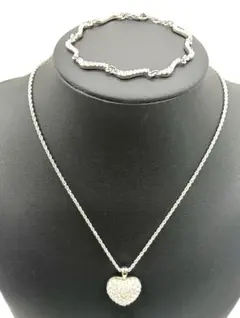 美品【スワロフスキー】ハート型クリスタルネックレス ブレスレット 