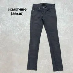 SOMETHING チェック柄ストレッチスキニー　ダークグレー【26×30】