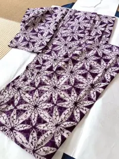 本日価格！藤娘きぬたや 絞り浴衣 藍染 麻の葉模様 - メルカリ