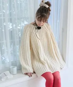 新品タグ付き！【forksy.】バックシャンローゲージメランジニットプルオーバー