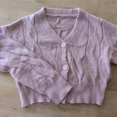 ピンク ケーブルニット カーディガン