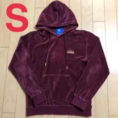 adidasOriginalsボックスロゴ刺繍ベロアパーカーSメンズWINE
