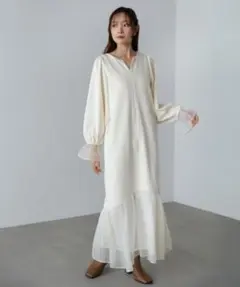 Bab オーガンジー切替スウェットワンピース