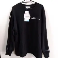 しまむら　laumeomi　袖ライン　刺繍ロゴ　トレーナー　ブラック　L