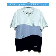 ポケモン×graniph 刺繍カラーブロック ポロシャツ 半袖、Mサイズのサムネイル