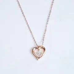 4℃ ハートネックレス シルバー ピンクゴールド 美品