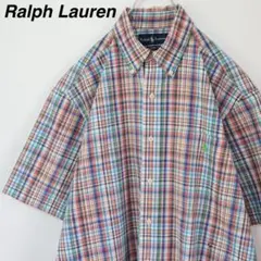 【マドラスチェック柄】ラルフローレン BDシャツ 刺繍ロゴ マルチカラー M
